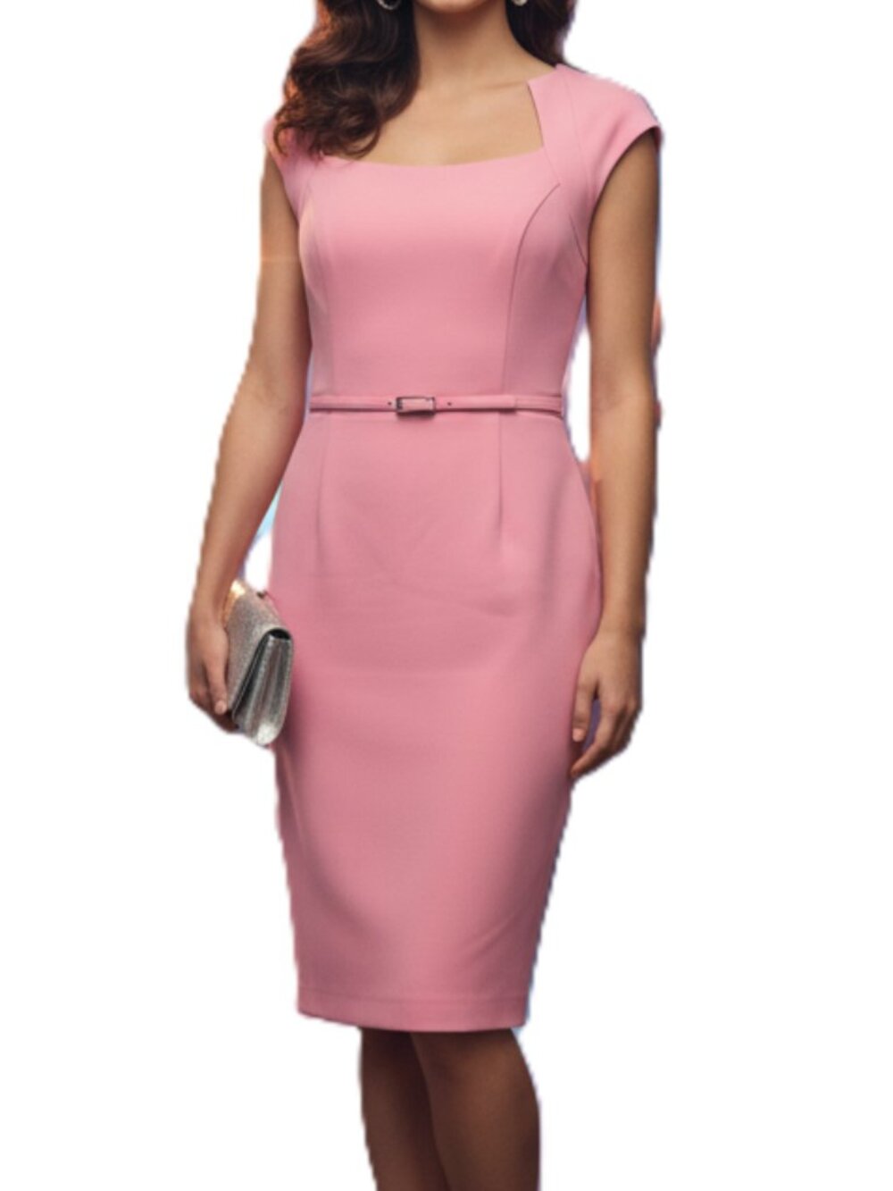 Le Chateau Barbie Bubblegum Pink Tailored Fitted Shift Dress with Belt Size XS